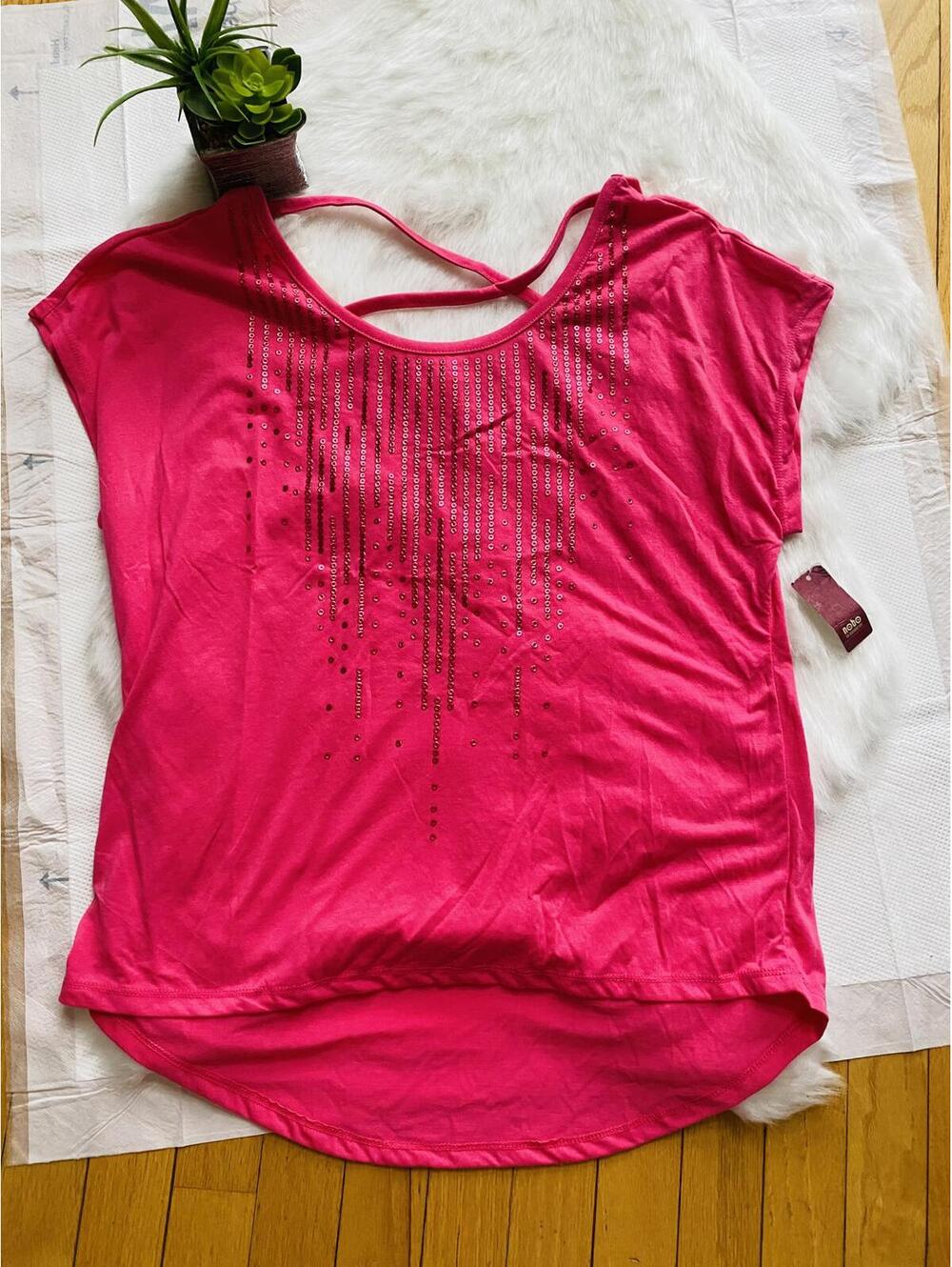 No Boundaries Women's Pink Short Sleeve Activewear T-Shirt XL